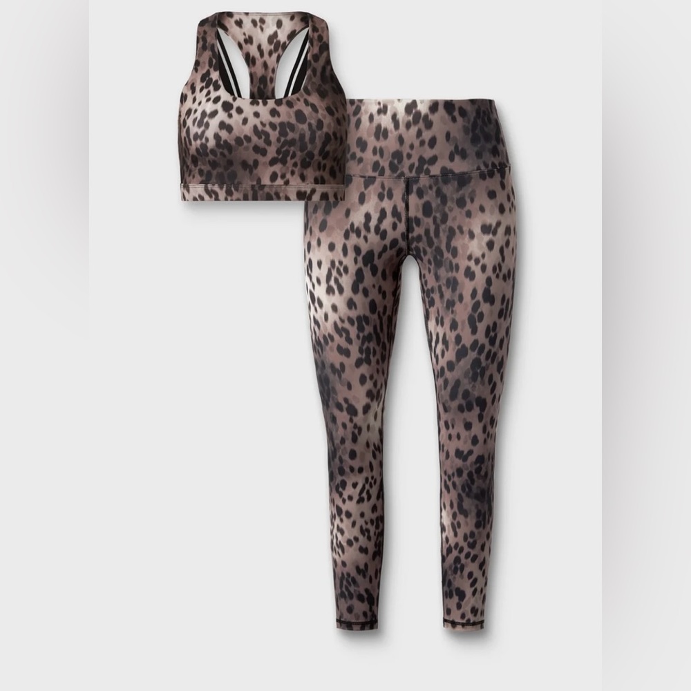 Fabletics Leopard Print Leggings & Bra Set